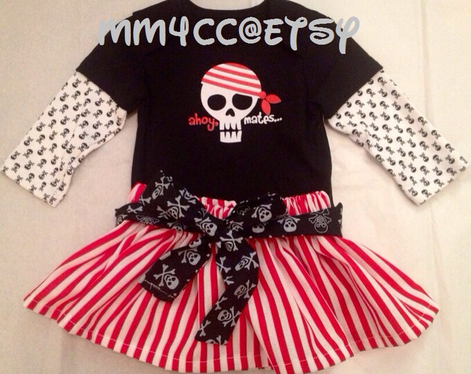 Pirate Costume Skirt Dress up Halloween Red Stripe Black Etsy