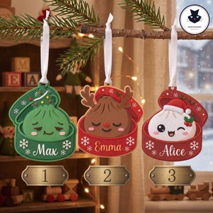 Personalized Dumpling Christmas Ornament 3MF STL 3D File, Personalised Name Cute Christmas Decor 3D Print File, 3D Print