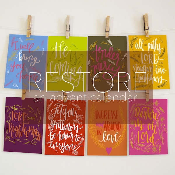 RESTORE, An Advent Calendar and Devotional, Christmas prints, Scripture art