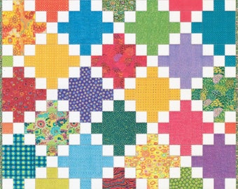 Laser-Cut Quilt Kits in two colorways  "Summertime"-Bright and White or "Midnight" Black and Batik  Finishes 63x63