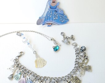 Cinderella gift set Handmade Charm Bracelet: Suncatcher, Zipper Charm,  Acrylic Ornament Jewelry Fairy godmother Free Ship Ground USA