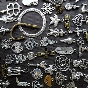 Mixed Metal Charm Assortment: DIY Jewelry Making, No Doubles