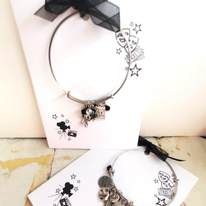 Theater Actress Limelight Bracelet with phrases: in the script, take a bow theater lover gift Broadway Actor star