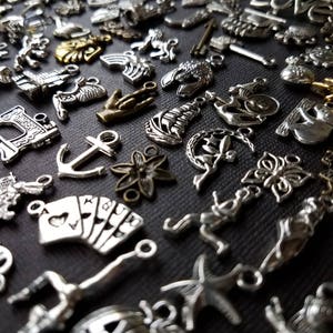 Bulk Charms 1 pound 2 pounds Premixed random lots silver tone, bronze tone, possibly SP, GP, St. Steel United States only image 3