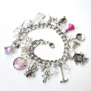 Rapunzel Charm Bracelet: Tangled Story, Handmade Fan Jewelry (8 inch)