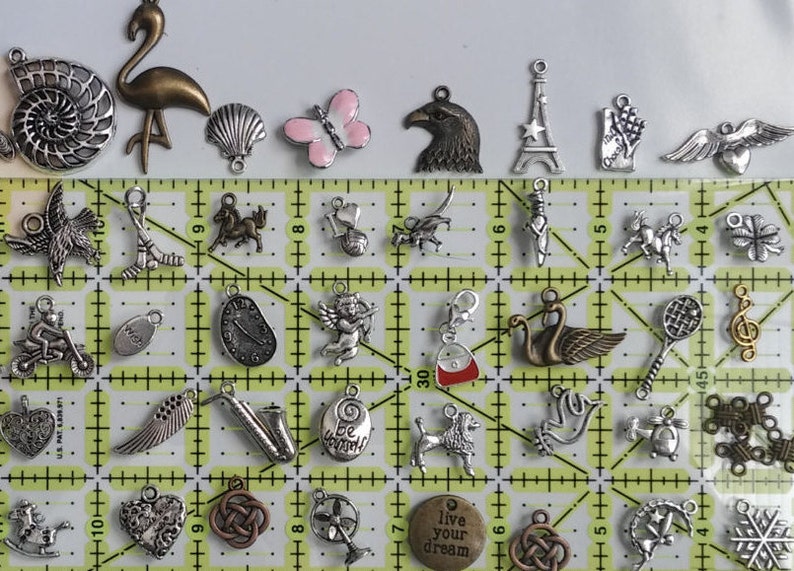 Bulk Charms 1 pound 2 pounds Premixed random lots silver tone, bronze tone, possibly SP, GP, St. Steel United States only image 6