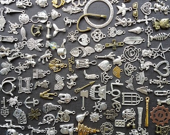 50 100 or 200 bulk charm Lot NO DOUBLES bulk charms mixed bulk charms and pendants charm assortment DIY charm DiY jewelry collegedreaminkid