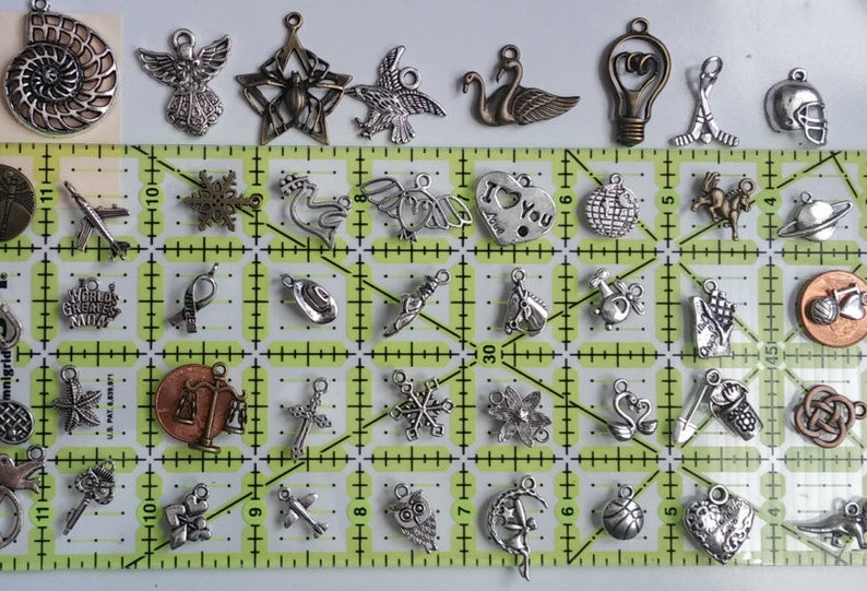 Bulk Charms 1 pound 2 pounds Premixed random lots silver tone, bronze tone, possibly SP, GP, St. Steel United States only image 8