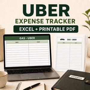 Uber Expense Tracker, Excel Spreadsheet and Printable PDF for Drivers