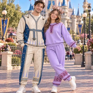 Wish Inspired Sweatshirt Set, Asha & King Magnifico 3D Print Outfit, Matching Couple Costume, Fantasy Movie Inspired Family Outfit