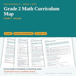 2nd Grade Math Curriculum Map, 36 Week Scope and Sequence, Common Core Standards Checklist, Homeschool Pacing Guide, Printable