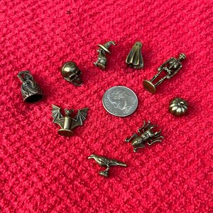 Teeny Tiny Goth Metal Trinket Set, Spooky Halloween Collectibles (1-2cm)