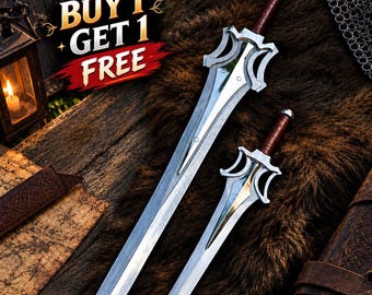 Handmade Stainless Steel Hero Power Sword Replica, 80s Fantasy Broadsword Anniversary Gift for Him Wedding Gift for Husband Birthday Gift