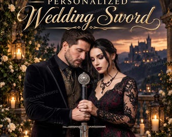 Personalized Medieval Sword, Engraved Wedding Gift for Groom, Custom Cosplay Prop (41.5 Inch)