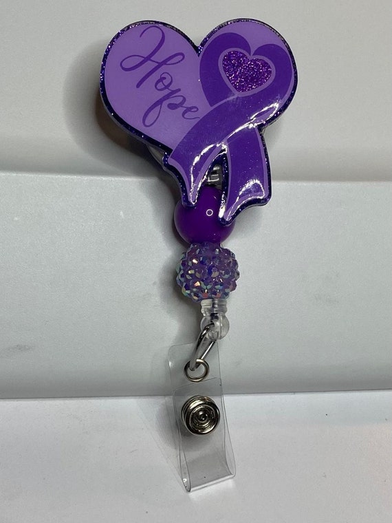 HOPE Heart Badge Reel Badge Holder Glitter Badge Holder Key Card