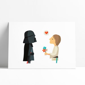 Buona festa del papà (Luke) - Stampa di Star Wars, illustrazione per decorare la tua casa, regalo personalizzato, Tutticonfetti.