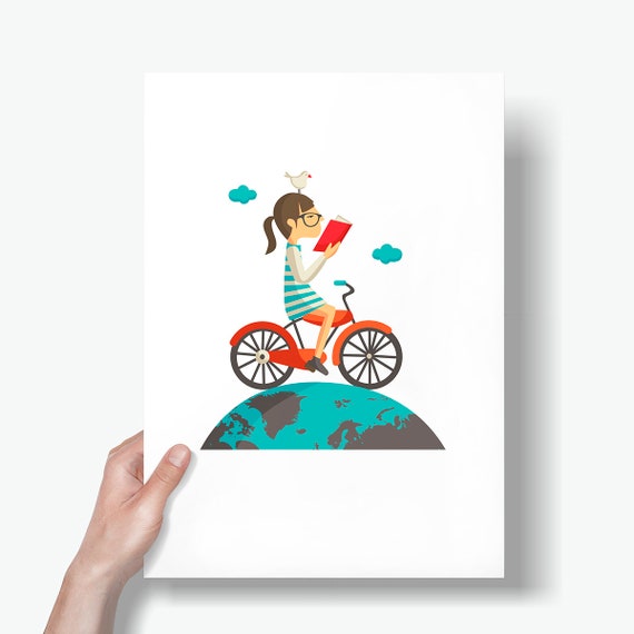 Ilustración "Leer en bicicleta ".