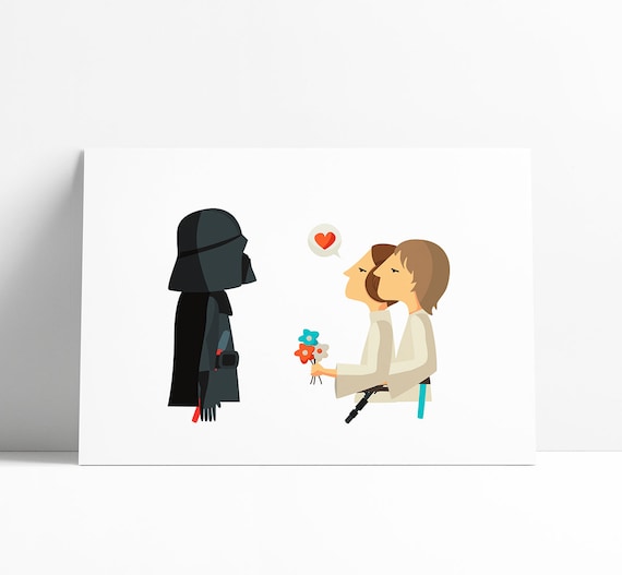 Ilustración " ¡Felicidades papá! (Luke & Leia). Basada en La Guerra de las Galaxias.