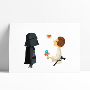 Buona festa del papà (Leia) - Stampa di Star Wars con illustrazione per decorare la tua casa, regalo personalizzato, Tutticonfetti.