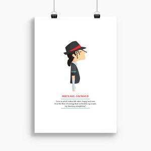 Michael Jackson print with Quote, Illustration to Decorate your Home, Custom Gift, Tutticonfetti.
