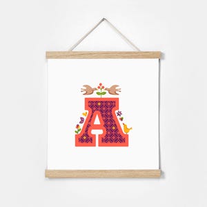 A. Illustrated Alphabet. Frame Included Illustrations for children&#39;s rooms