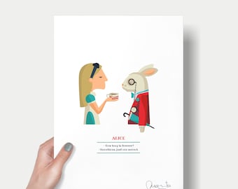 Alice in Wonderland print, Illustration to Decorate your Home, Custom Gift, Tutticonfetti.