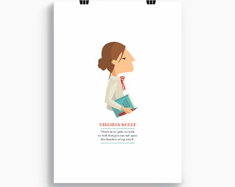Virginia Woolf Druck, Archivpapier, Literaturzitat