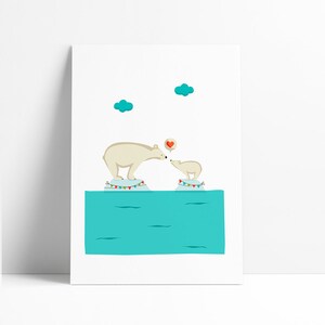 Polar Love Print, Illustration to Decorate your Home, Custom Gift, Tutticonfetti