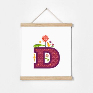 D. Illustriertes Alphabet. Rahmen enthalten. Illustrationen für´s Kinderzimmer