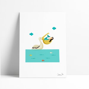 Nap with a Pelican Print, Illustration to Decorate your Home, Custom Gift, Tutticonfetti