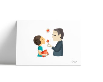 Mary Shelley & Frankenstein Print, Happy Mother's Day Art
