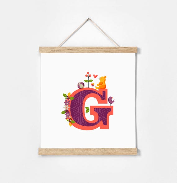 G. Illustrated Alphabet. Frame Included. Illustrations for children's rooms