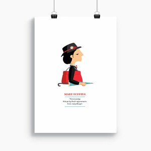 Mary Poppins print, Illustration to Decorate your Home, Custom Gift, Tutticonfetti.