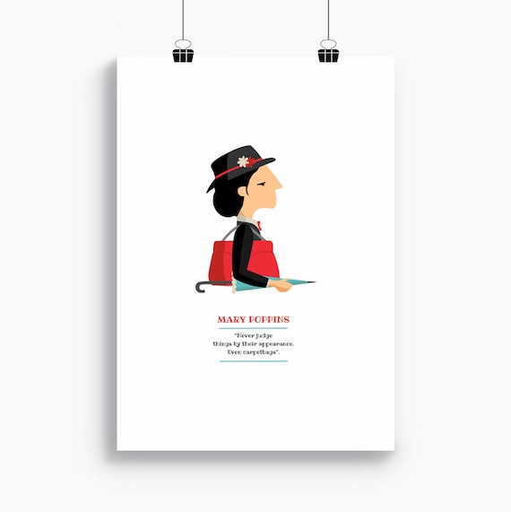 Mary Poppins Estampe Numerique Illustration Avec Citation Etsy