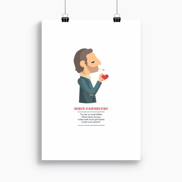 Serge Gainsbourg Art Print, Archival Paper, French Quote