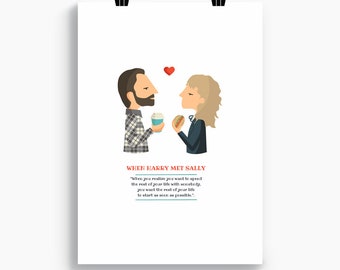 When Harry Met Sally print, Illustration to Decorate your Home, Custom Gift, Tutticonfetti.