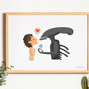 Alien print, Illustration to Decorate your Home, Custom Gift, Tutticonfetti.