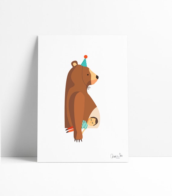 Ilustración " Oso con amigo ".