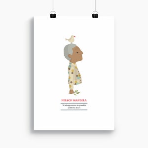 Nelson Mandela print, Illustration to Decorate your Home, Custom Gift, Tutticonfetti.