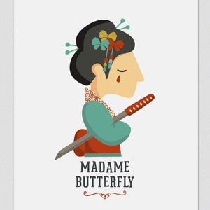 Madame Butterfly Print, Illustration to Decorate your Home, Custom Gift, Tutticonfetti.