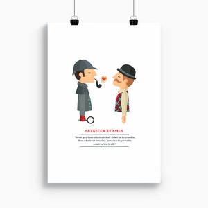 Sherlock Holmes print, Illustration to Decorate your Home, Custom Gift, Tutticonfetti.