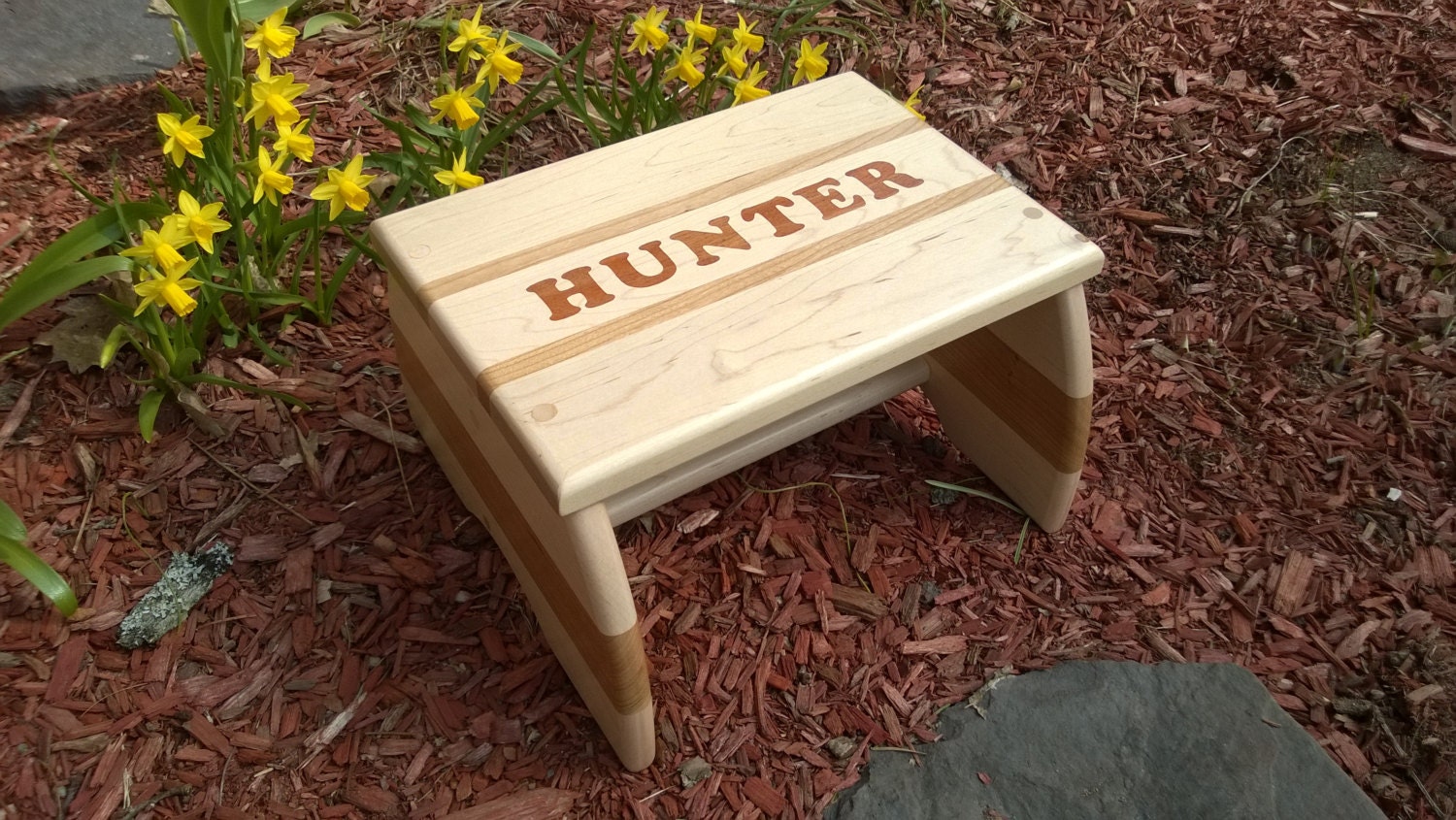 Step Stool, Footstool - Personalized Hand-inlaid Wooden Step Stool fo…