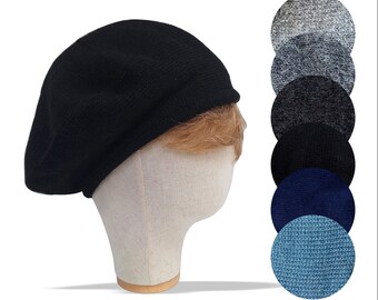 Cozy alpaca knit beret for large heads, soft warm winter chemo hair loss hat