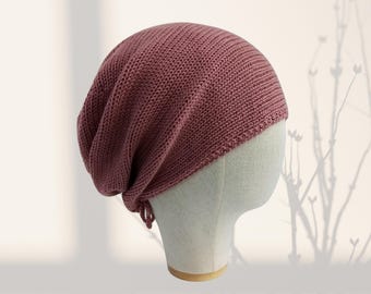 Soft knit cotton beanie, chemo headwear with ties, hair loss comfort, cancer patient gift