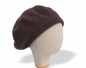 Chapeau au crochet marron tam en coton écossais Cadeau pour homme chapeau d'été