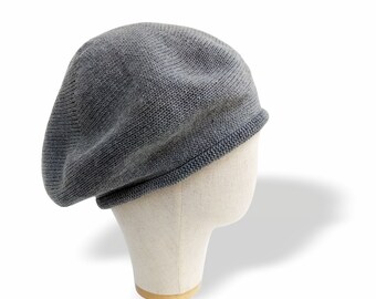 Grey cotton summer beret for men, Outlander tam