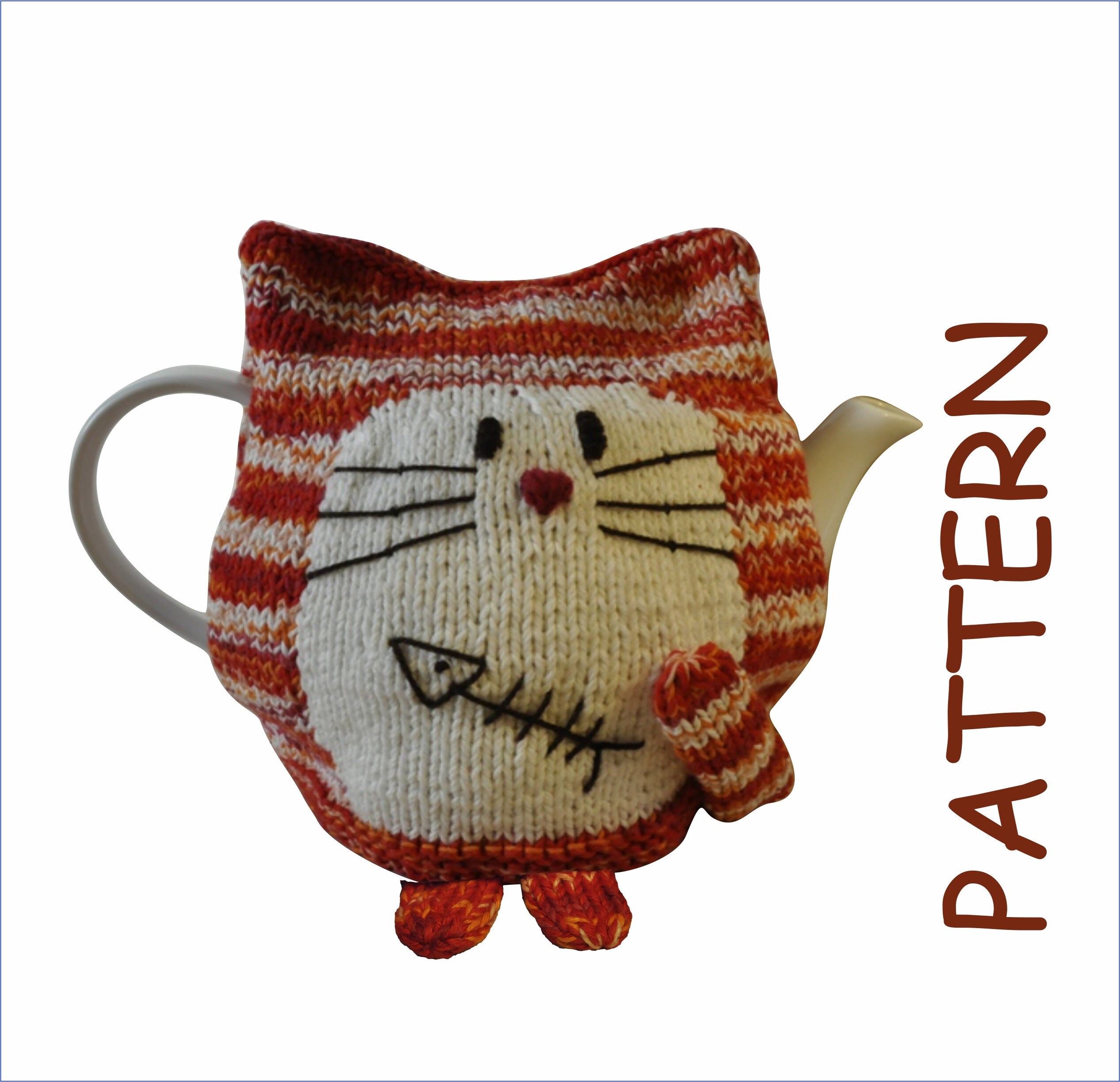 Marmalade cat knitted tea cozy pattern Teapot warmer gift for Etsy