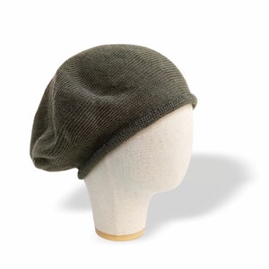 Grey cotton summer beret for men, Outlander tam Sage green