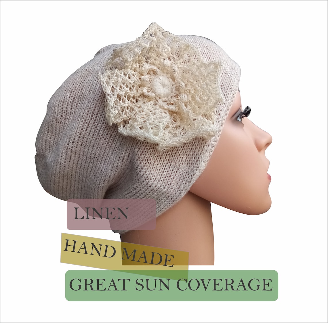 Hair Loss Hat With Flower Crochet Hats for Women Summer Chemo Etsy