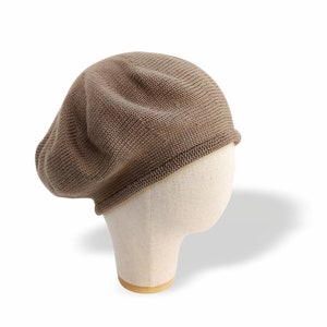 Cotton summer beret Bald mens indoor hat Sand